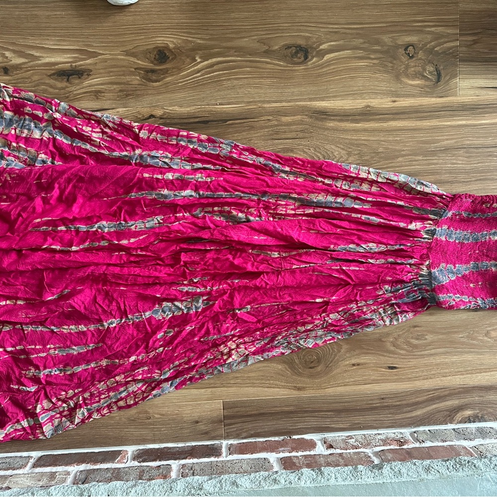 Vibrant Pink and Gray Maxi Dress